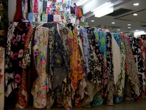 bolts of fabric at Highsun market