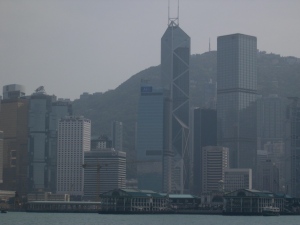 views of Hong Kong from the ferry boat